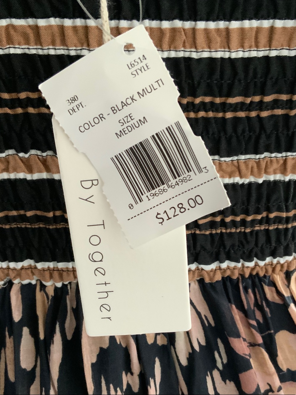 By Together Black & Beige Floral-Stripe Maxi Dress with Tie Straps - Picture 2 of 8